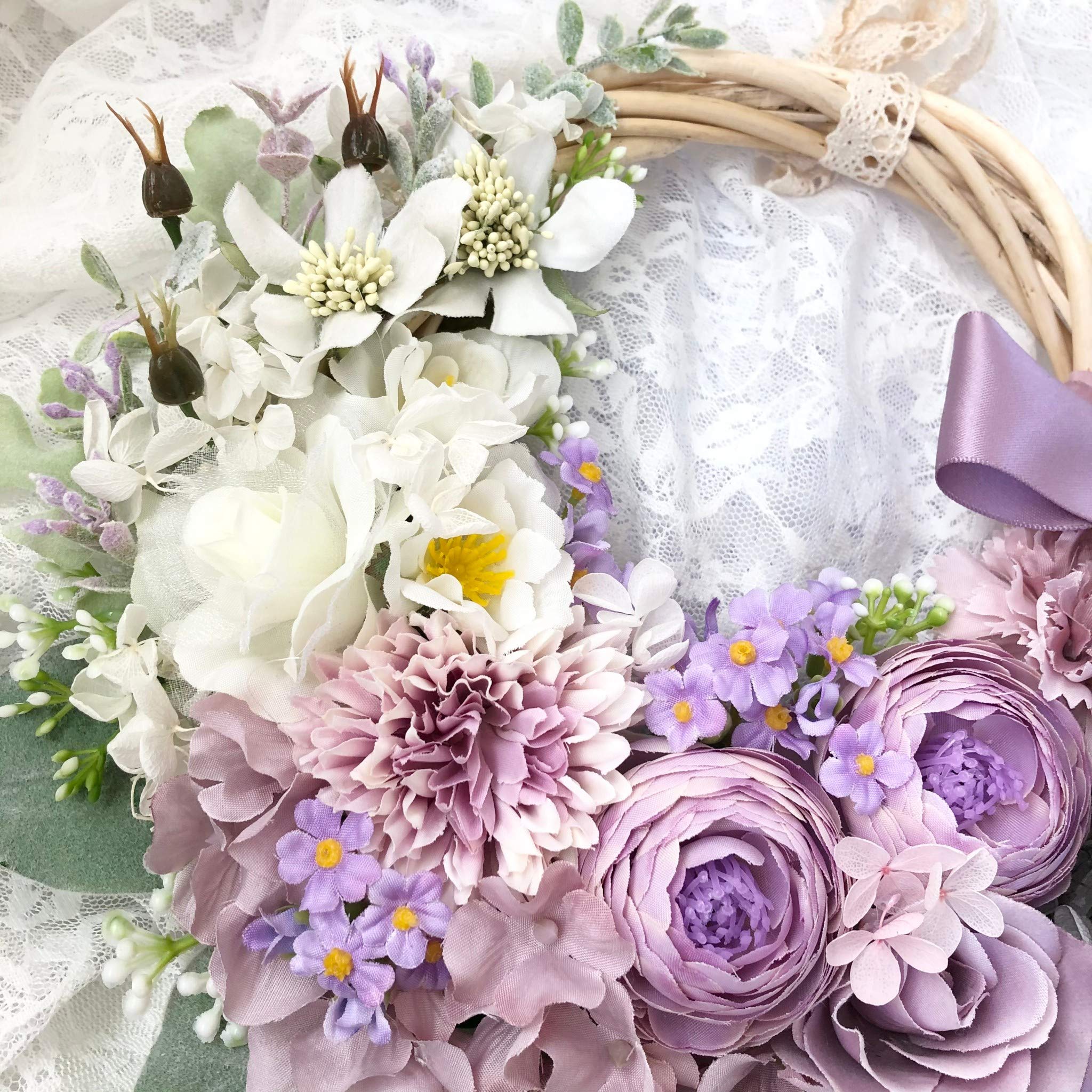 Amazon｜Lulu's ルルズ ラベンダー色のナチュラルなハーフムーンリース